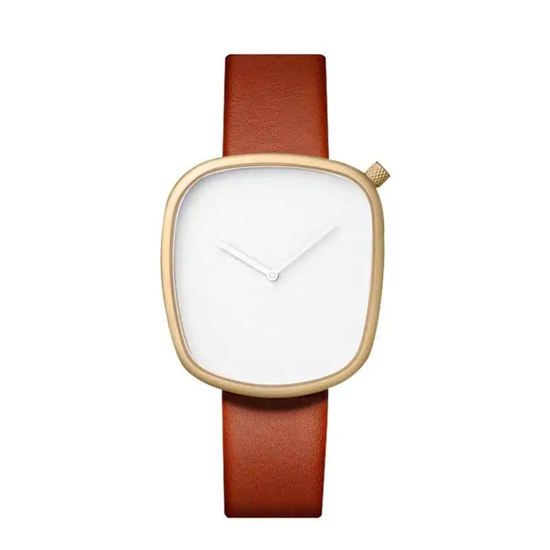 Cobblestone - Minimalist Ultra Thin Men's Quartz Watch with Leather Band 1