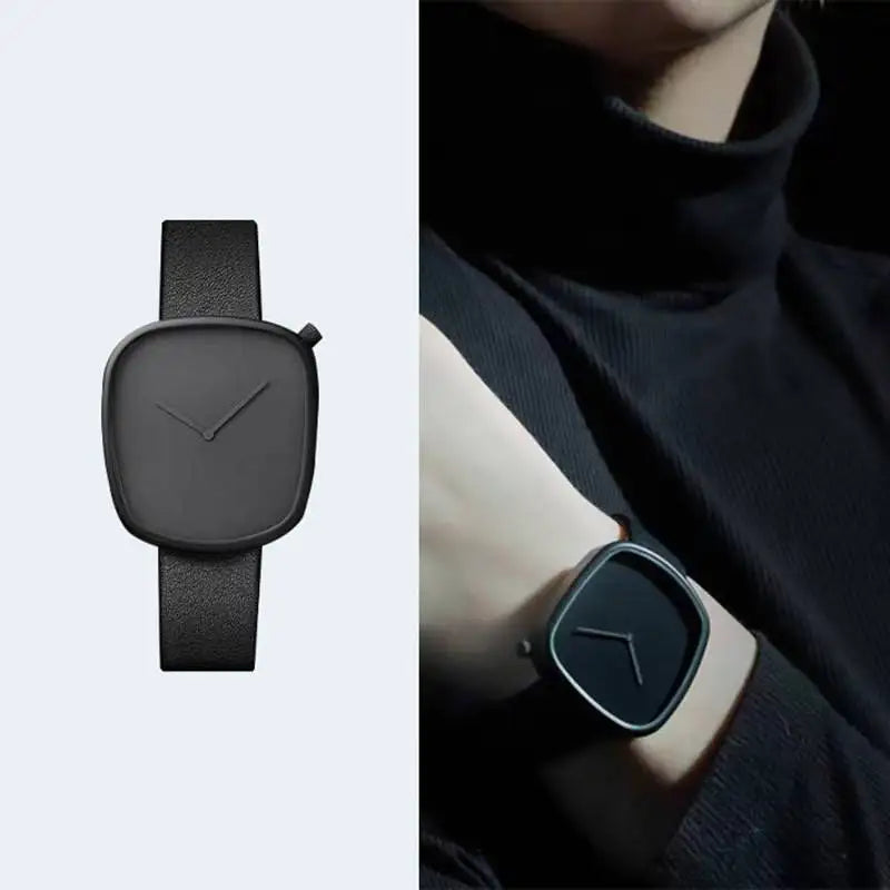 Cobblestone - Minimalist Ultra Thin Men's Quartz Watch with Leather Band 2