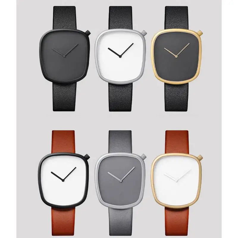 Cobblestone - Minimalist Ultra Thin Men's Quartz Watch with Leather Band 5
