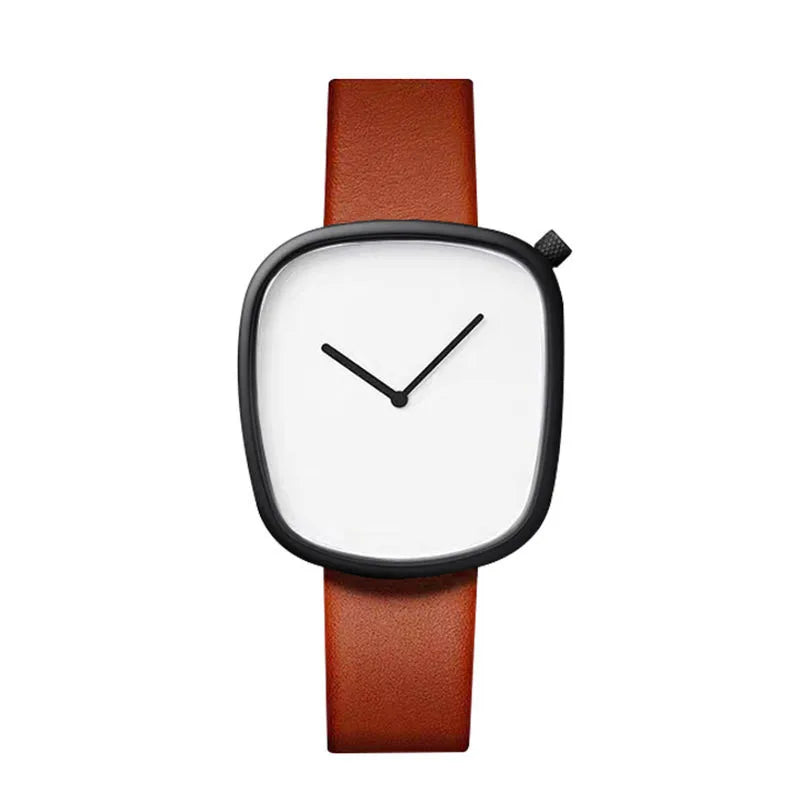 Cobblestone - Minimalist Ultra Thin Men's Quartz Watch with Leather Band 9